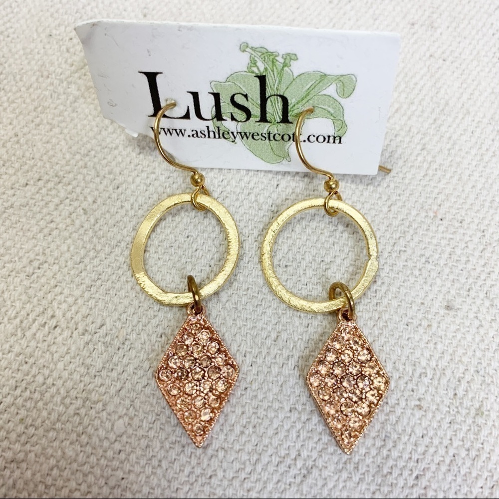 Lush Ashley Westcott Matte gold rose gold earrings